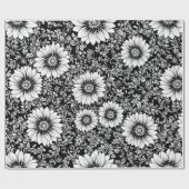 Chic Monochrome Floral Luxury Pattern (5) ラッピングペーパー (フラット)