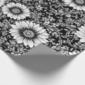 Chic Monochrome Floral Luxury Pattern (5) ラッピングペーパー (角)