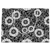 Chic Monochrome Floral Luxury Pattern (5) ラージペーパーバッグ (正面)