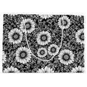 Chic Monochrome Floral Luxury Pattern (5) ラージペーパーバッグ (裏面)