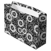 Chic Monochrome Floral Luxury Pattern (5) ラージペーパーバッグ (裏面アングル)