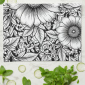 Chic Monochrome Floral Luxury Pattern (7) キッチンタオル (折り畳み)