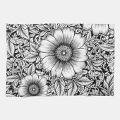 Chic Monochrome Floral Luxury Pattern (7) キッチンタオル (横)