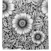 Chic Monochrome Floral Luxury Pattern (7) シャワーカーテン (正面)