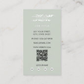 Chic Monogram Initials Professional Sage Green 名刺 (裏面)