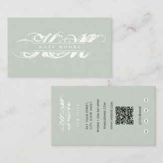 Chic Monogram Initials Professional Sage Green 名刺