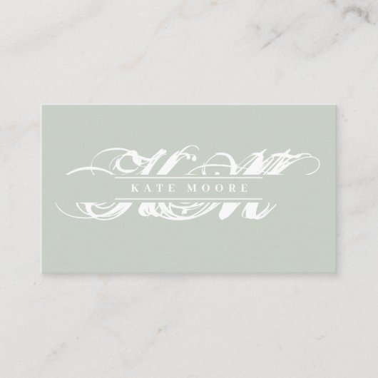 Chic Monogram Initials Professional Sage Green 名刺 (正面)