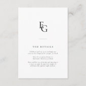 Chic Monogram Modern Wedding Details エンクロージャーカード (正面)