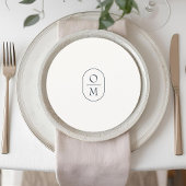 Chic Monogram Round Wedding Menu Flat Card