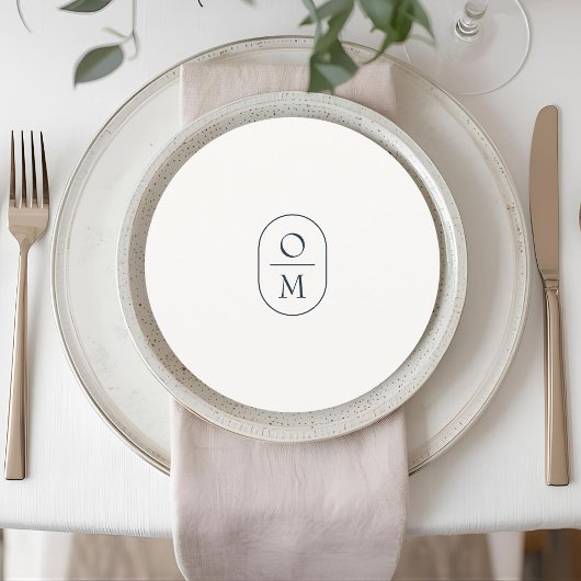 Chic Monogram Round Wedding Menu Flat Card