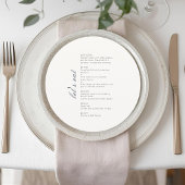 Chic Monogram Round Wedding Menu Flat Card