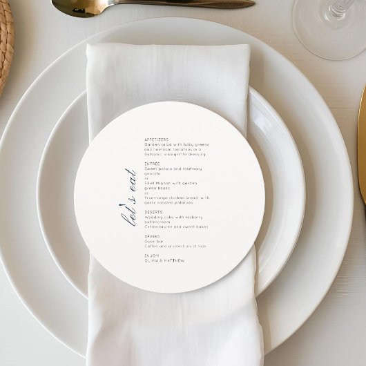 Chic Monogram Round Wedding Menu Flat Card