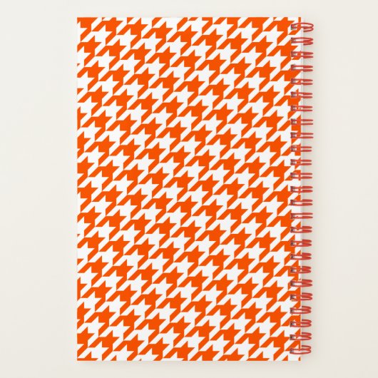 Chic Monogrammed Orange Houndstooth Bullet ノートブック (裏面)