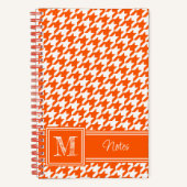 Chic Monogrammed Orange Houndstooth Bullet ノートブック (正面)