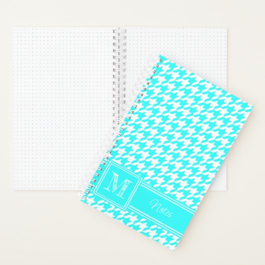 Chic Monogrammed Turquoise Houndstooth Bullet ノートブック (内側)
