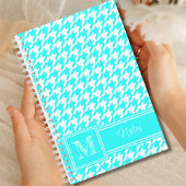 Chic Monogrammed Turquoise Houndstooth Bullet ノートブック
