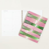 Chic Motivational Striped Pink and Green Quote  プランナー手帳 (ディスプレー)