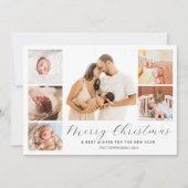 Chic Multi Photo Collage Year In Review Christmas シーズンカード (正面)