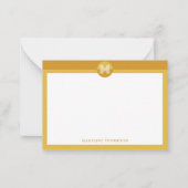 Chic Mustard Yellow Geometric Modern Monogram ノートカード (正面)