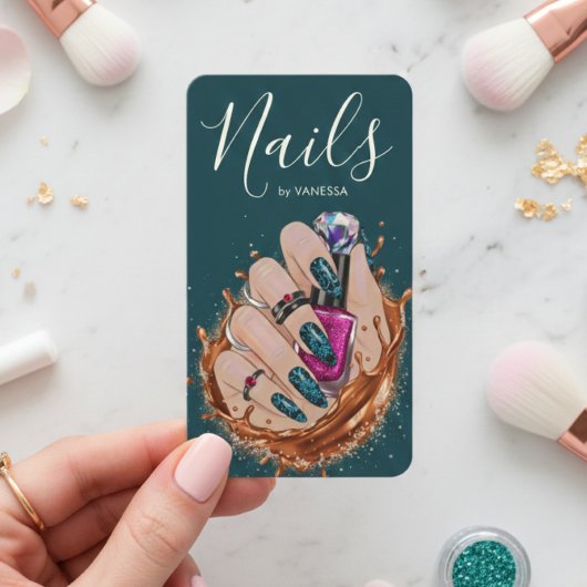 Chic Nail Art Studio Manicurist Artist Dark Green 名刺