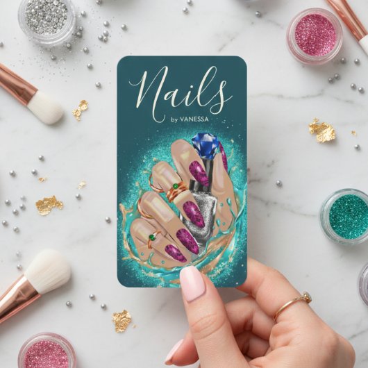 Chic Nail Art Studio Manicurist Artist Dark Green 名刺