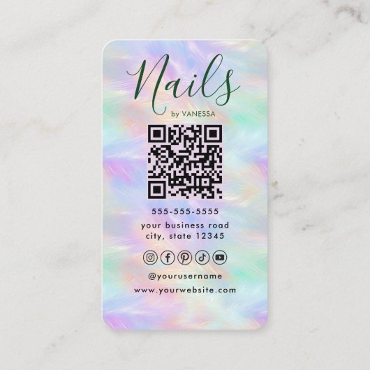 Chic Nail Salon Manicurist Artist Stylish Opal 名刺 (裏面)