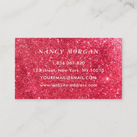 Chic Nail Salon Typography Red Gold Glam 名刺 (裏面)