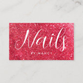 Chic Nail Salon Typography Red Gold Glam 名刺 (正面)