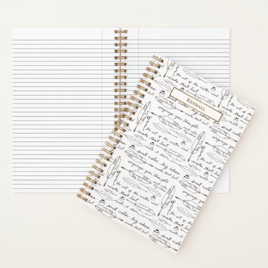 Chic Name Quills & Ink Gold white Custom Writing  ノートブック (内側)