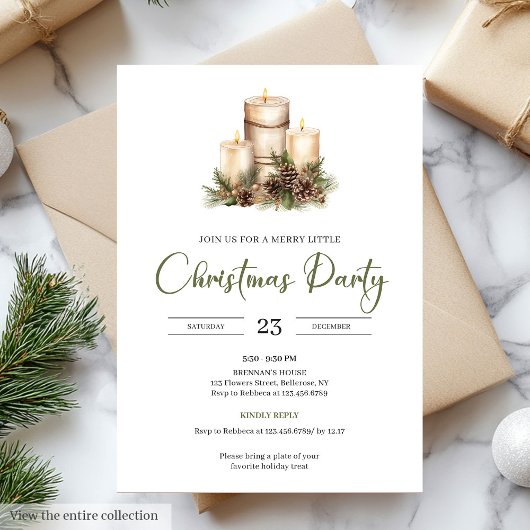 Chic Natural Palette Beige Minimal Christmas Party 招待状