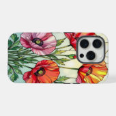 Chic nature lovers cute poppies stained Glass iPhoneケース (裏面横)