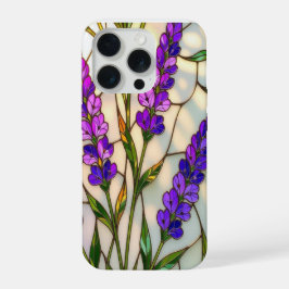 Chic nature lovers lavender sprigs stained Glass iPhone 15 Proケース