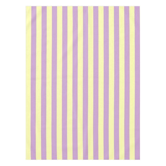 Chic Nautical Pastel Purple Yellow Stripes Spring テーブルクロス (正面)
