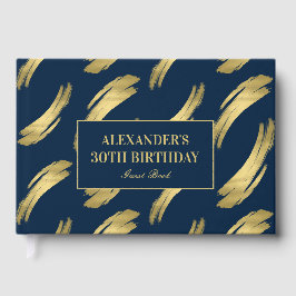 Chic Navy and Gold Foil Birthday ゲストブック