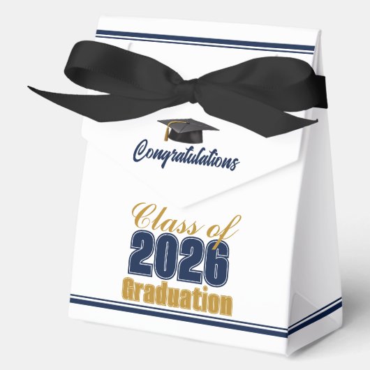Chic Navy Blue Class of 2026 Custom Graduation フェイバーボックス (正面)