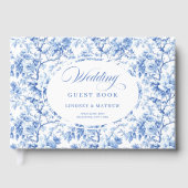 Chic Navy Blue Floral Toile Roses Guest Book ゲストブック (正面)