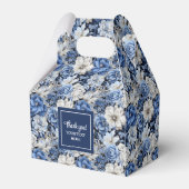 Chic Navy Blue Flowers Custom Name Favor Box フェイバーボックス (裏面サイド)