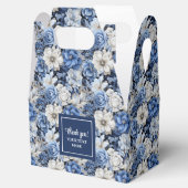 Chic Navy Blue Flowers Custom Name Favor Box フェイバーボックス (オープン)