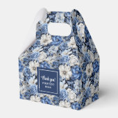 Chic Navy Blue Flowers Custom Name Favor Box フェイバーボックス (正面サイド)
