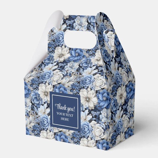 Chic Navy Blue Flowers Custom Name Favor Box フェイバーボックス
