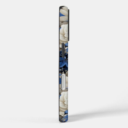 Chic Navy Blue Flowers Stylish iPhone Case Cover Case-Mate iPhoneケース (裏面 / 右)