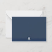 Chic Navy Blue Geometric Modern Monogram ノートカード (裏面)