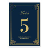 Chic Navy Blue Gold Art Deco 80th Birthday テーブルナンバー (裏面)