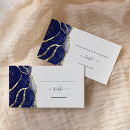 Chic Navy Blue Gold Ink Wedding Escort プレイスカード