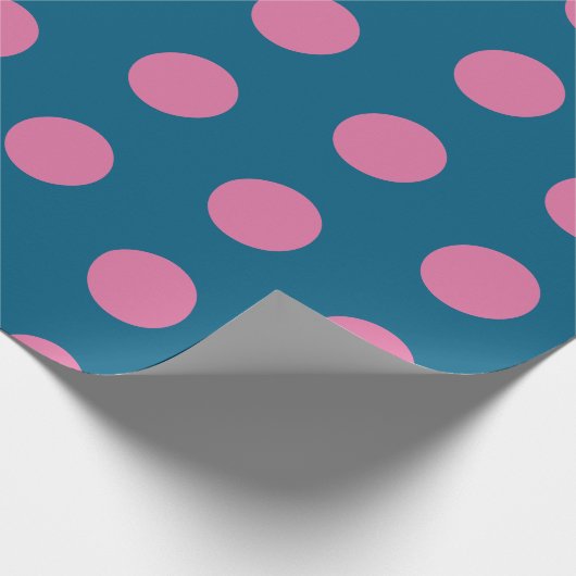 Chic Navy Blue Hot Pink Polka Dot Pattern ラッピングペーパー (角)