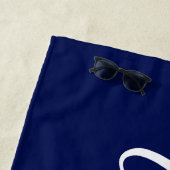 Chic Navy Blue Name Custom Handwritten Script ビーチタオル (インサイチュ)