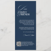 Chic Navy Blue Old Money Wedding Dinner Menu Card メニュー (裏面)