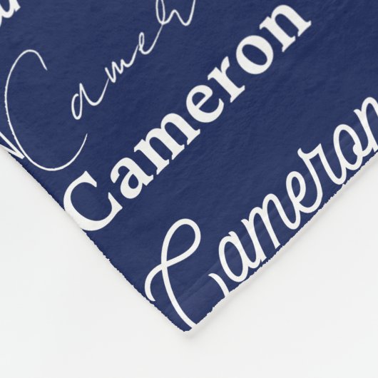 Chic Navy Blue Personalized Name Collage フリースブランケット (角)