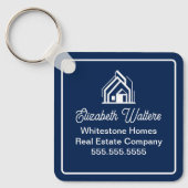 Chic Navy Blue Real Estate Company Custom Realtor キーホルダー (正面)