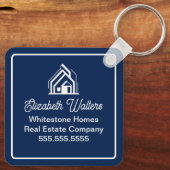 Chic Navy Blue Real Estate Company Custom Realtor キーホルダー (裏面)